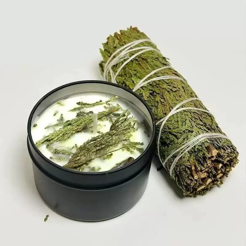 Handmade Crystal Manifestation Soy Candle - White Sage, Palo Santo, Cedar & Lavender for Spiritual Cleansing & Rituals