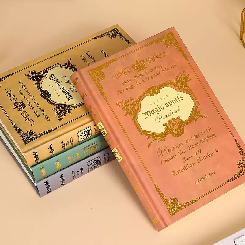 Vintage Manifestation Journal Notebook - Gold Foil Purebook for Scripting, Mindfulness & Law of Attraction Rituals