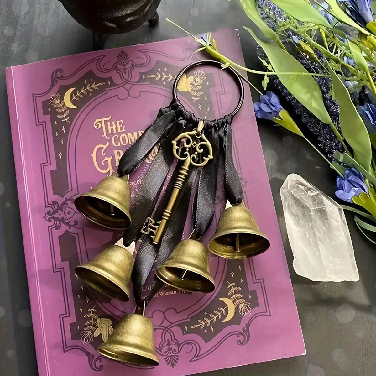 Handmade Witch Bells Protection Charm - Natural Vine & Brass Energy Purifying Hanging for Door, Window & Altar