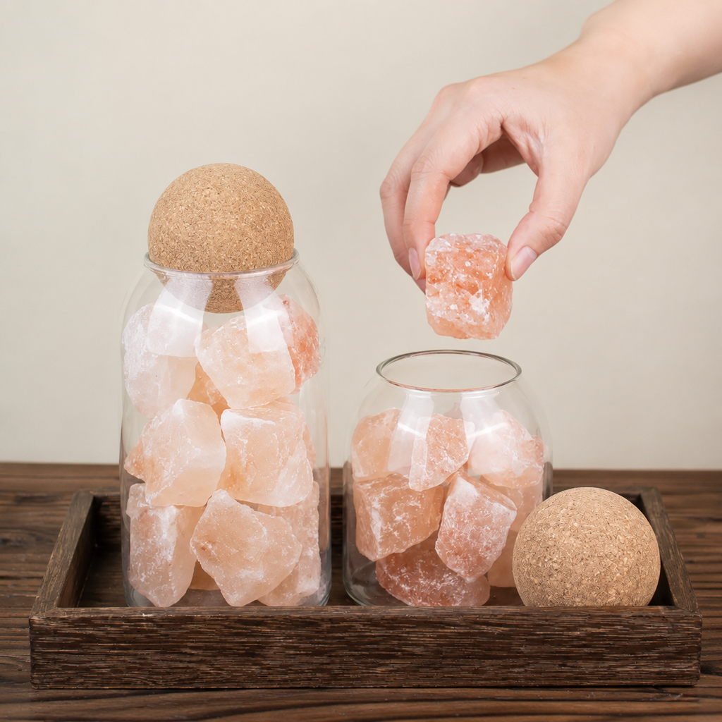 Large Crystal Himalayan Pink Salt Jar for Home Energy Cleansing