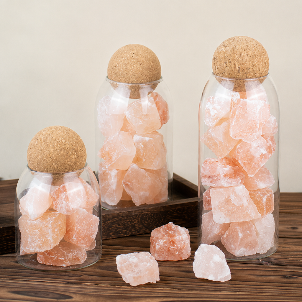 Large Crystal Himalayan Pink Salt Jar for Home Energy Cleansing
