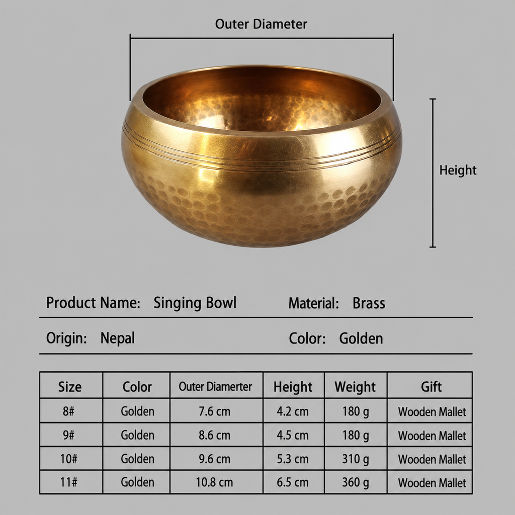 Traditional Tibetan Singing Bowl Set for Meditation, Yoga & Sound Healing