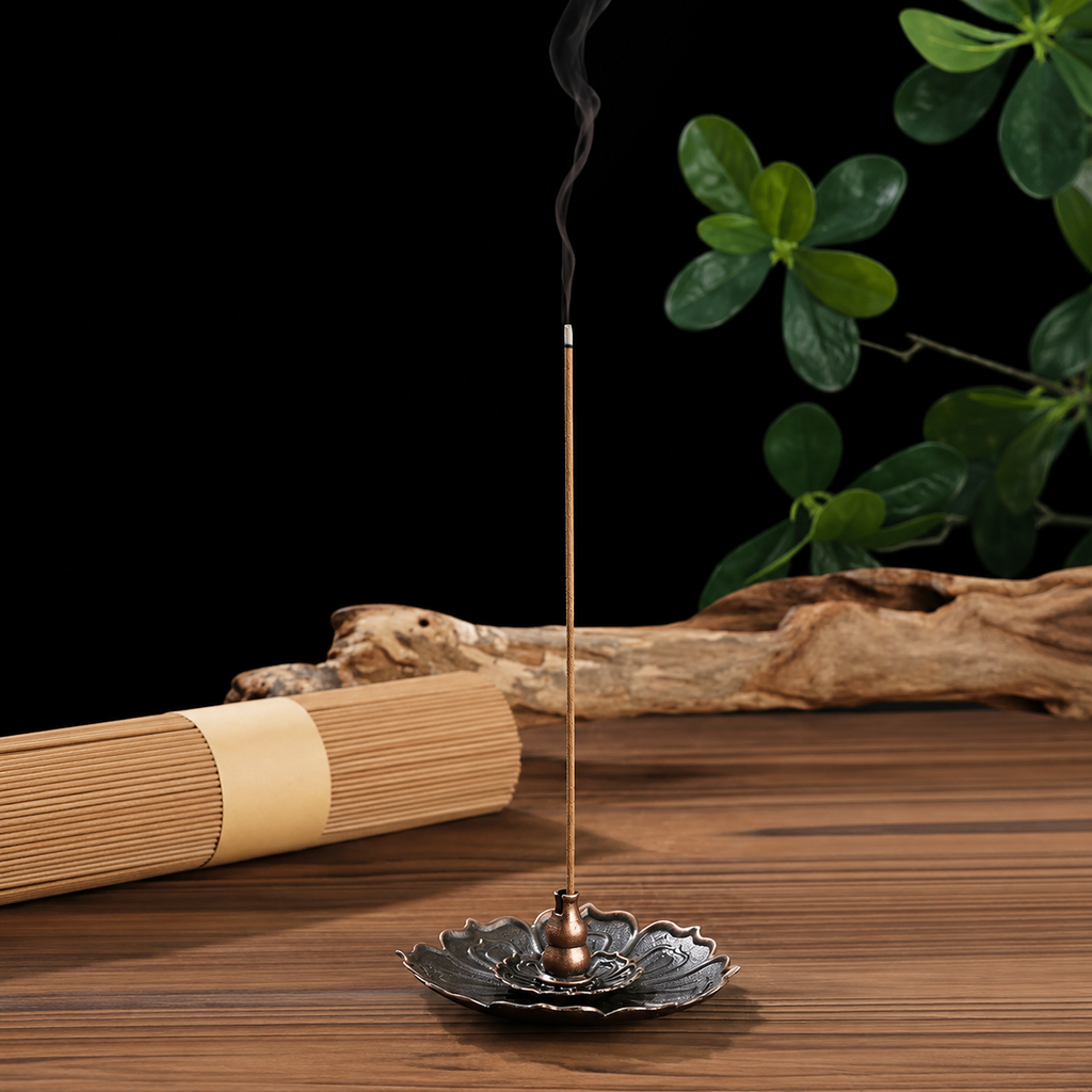 Premium Mysore Sandalwood Incense Sticks with Burner Base - Aged Botanical Blend for Deep Sleep & Mindfulness