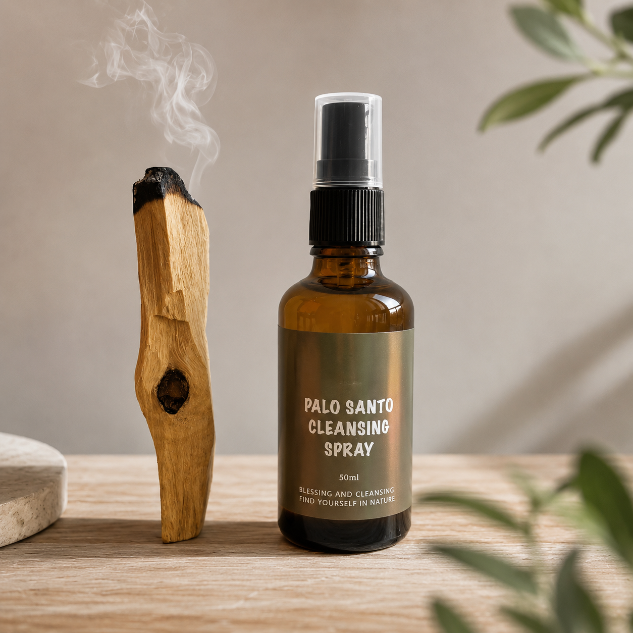 Palo Santo Smudge Spray for Smokeless Cleansing - Pure Botanical Mist for Energy Clearing & Aura Blessing
