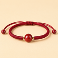 Natural Cinnabar and Red Cord Bracelet - Spiritual Protection Amulet for Warding Off Negative Energy & Aura Shielding