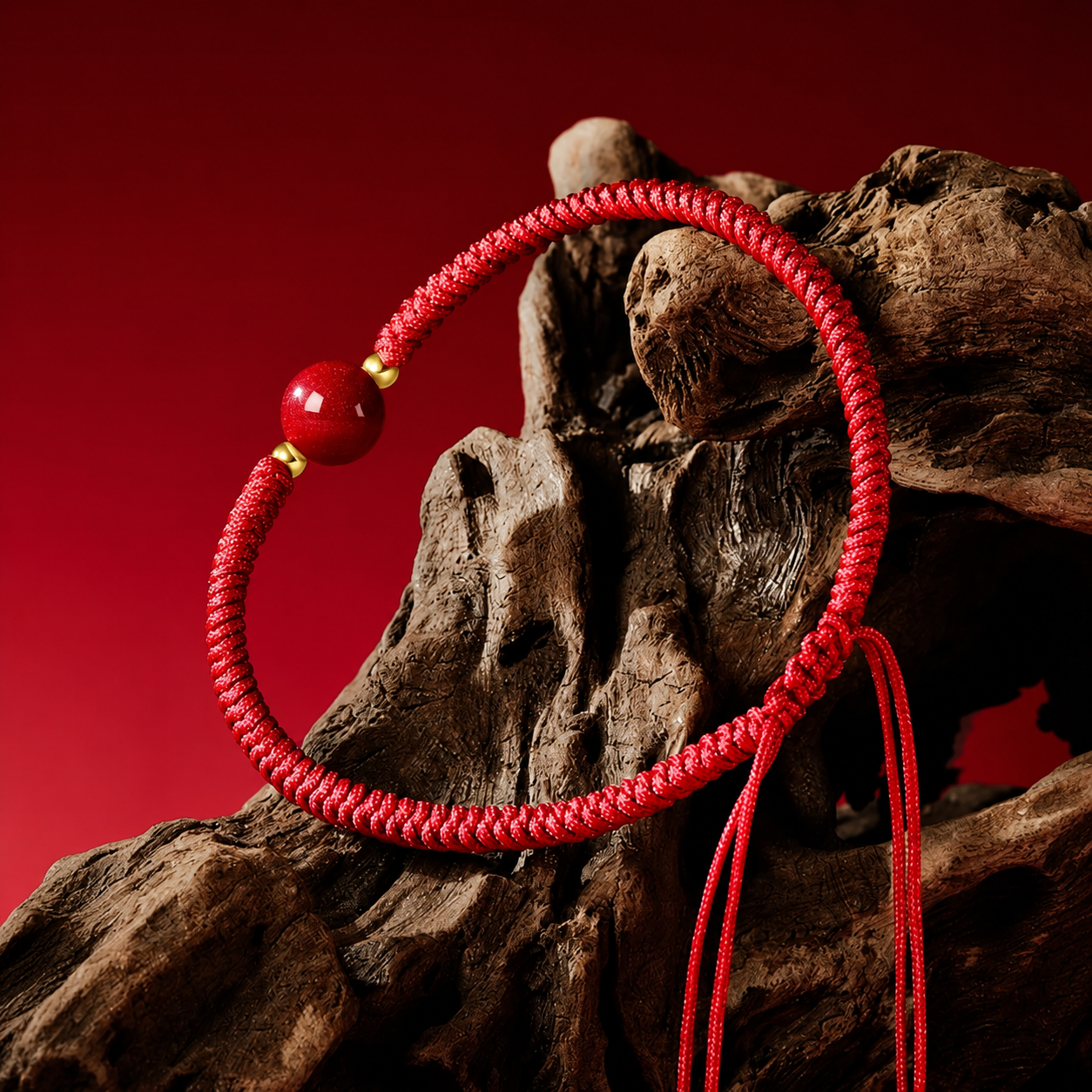 Natural Cinnabar and Red Cord Bracelet - Spiritual Protection Amulet for Warding Off Negative Energy & Aura Shielding