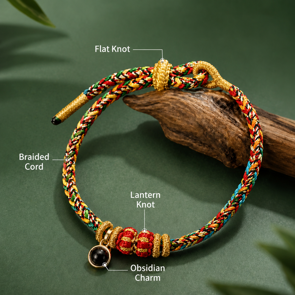 Buddhist Five-Color Cord Bracelet - Five Elements Energy Balancer with Manifestation Eye