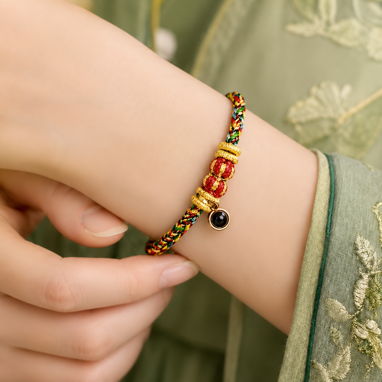 Buddhist Five-Color Cord Bracelet - Five Elements Energy Balancer with Manifestation Eye
