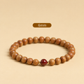 Aged Peach Wood Meditation Beads - Zen Mindfulness Bracelet with Cinnabar Energy Anchor for Spiritual Protection